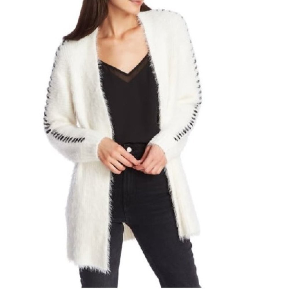 1.State Eyelash Fringe Open Front Long Cardigan